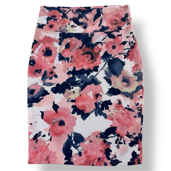 Silhouette Nyc Floral Stretchy Pencil Skirt XL White Pink Blue - Picture 2 of 9